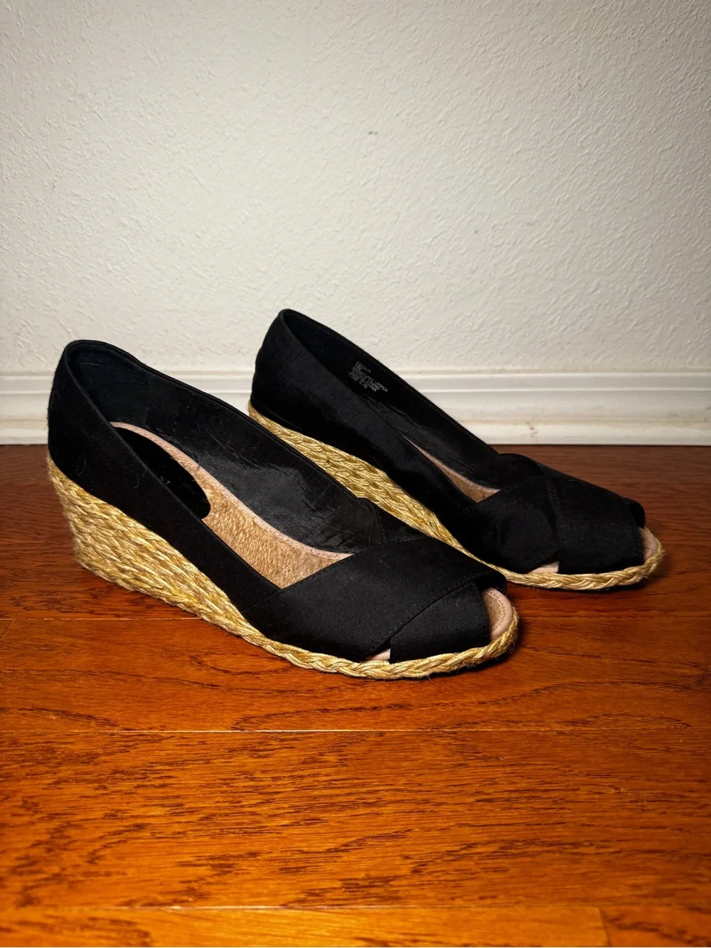 Lauren Ralph Lauren Women’s Cecilia Black Espadrille Wedge Peep-Toe Size 10B